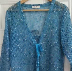 3\4 sleeve open weave jacket